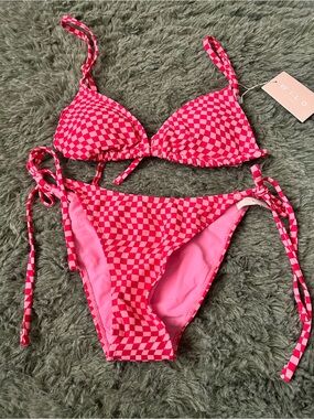 WIL.O Pink Checker String Bikini Set